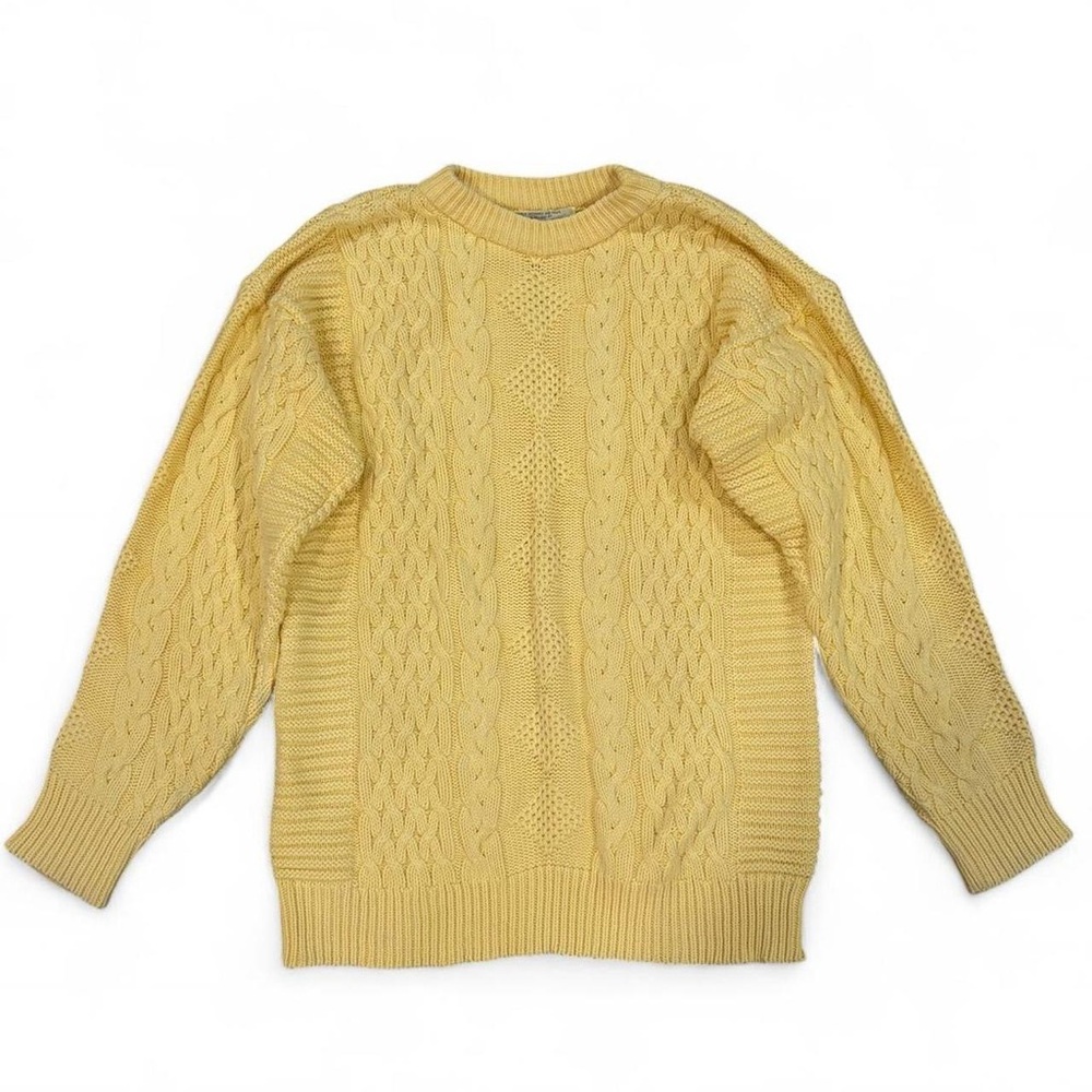Vintage Made in Ireland Alana Irish Fisherman Sweater in Butter Yellow